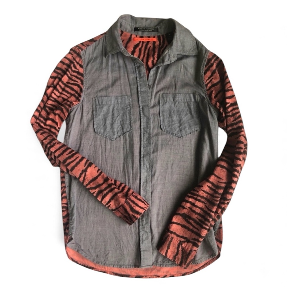 Maison Scotch Les Bon Vivants Animal Print Women’s button down shirt Siz…
